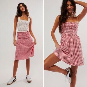 FP One Sunni Convertible Dress / Skirt • Red & White Gingham • Women’s Medium
